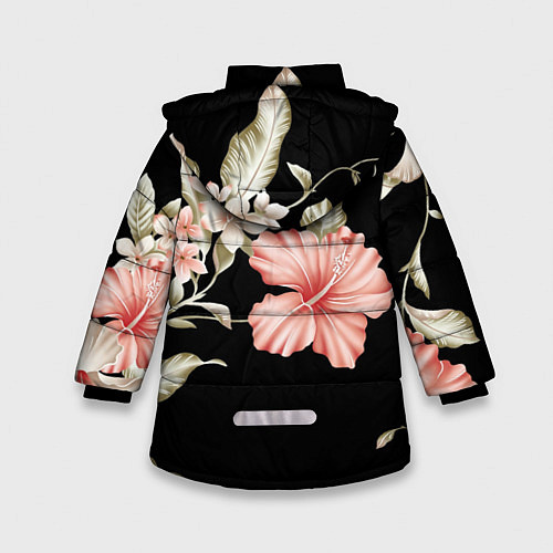 Зимняя куртка для девочки Красивые Цветочки / 3D-Черный – фото 2