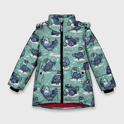 Зимняя куртка для девочки Голуби и червяки