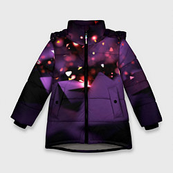 Зимняя куртка для девочки Фиолетовая абстракция с блестками