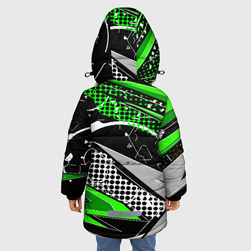 Зимняя куртка для девочки Black and green corners / 3D-Красный – фото 4
