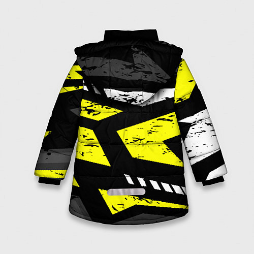 Зимняя куртка для девочки Black yellow abstract sport style / 3D-Красный – фото 2