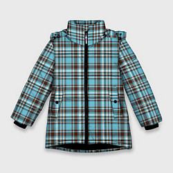 Зимняя куртка для девочки Клетчатый голубой стиль рубашки