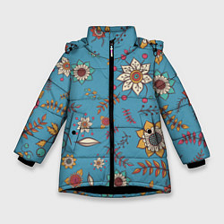 Зимняя куртка для девочки Цветочный рай узор