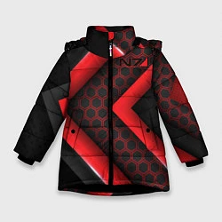 Куртка зимняя для девочки Mass Effect N7, цвет: 3D-черный