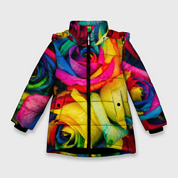 Зимняя куртка для девочки Разноцветные розы