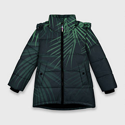 Куртка зимняя для девочки Пальмовый узор, цвет: 3D-черный