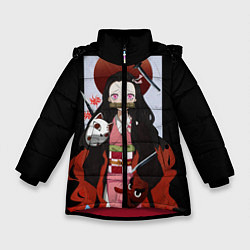 Куртка зимняя для девочки Клинок рассекающий демонов, цвет: 3D-красный