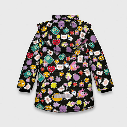 Зимняя куртка для девочки Adventure Time stickers / 3D-Черный – фото 2