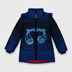 Куртка зимняя для девочки Знаки Зодиака Весы, цвет: 3D-красный