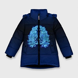 Куртка зимняя для девочки Знаки Зодиака Дева, цвет: 3D-черный