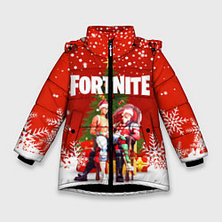 Куртка зимняя для девочки FORTNITE НОВОГОДНИЙ, цвет: 3D-черный