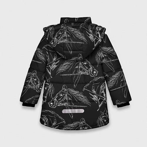 Зимняя куртка для девочки Кони / 3D-Черный – фото 2