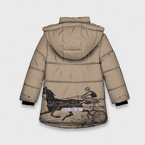 Зимняя куртка для девочки Лошадь с колесницей / 3D-Черный – фото 2