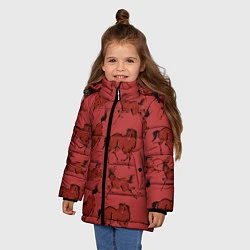 Куртка зимняя для девочки Красные кони, цвет: 3D-черный — фото 2