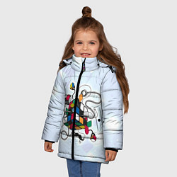 Куртка зимняя для девочки Кубик Рубика, цвет: 3D-черный — фото 2
