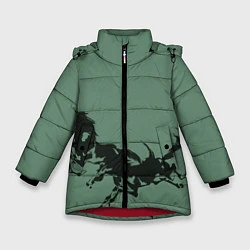 Куртка зимняя для девочки Черные кони, цвет: 3D-красный