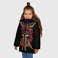 Куртка зимняя для девочки Череп Самурая, цвет: 3D-черный — фото 2