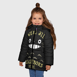 Куртка зимняя для девочки Were all Nelghbors, цвет: 3D-черный — фото 2
