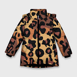 Куртка зимняя для девочки Кошачий окрас, цвет: 3D-черный