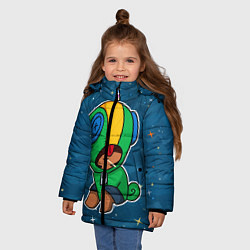 Куртка зимняя для девочки Brawl Stars Леон, цвет: 3D-черный — фото 2