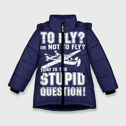 Куртка зимняя для девочки Летать, или не летать?, цвет: 3D-черный