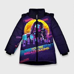 Куртка зимняя для девочки You Are Breathtaking!, цвет: 3D-черный
