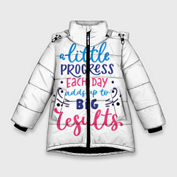 Куртка зимняя для девочки Полезная мотивация для работы, цвет: 3D-черный