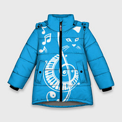 Зимняя куртка для девочки Котик Меломан голубой