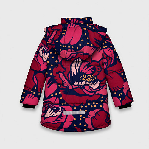 Зимняя куртка для девочки Цветы / 3D-Черный – фото 2