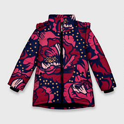 Зимняя куртка для девочки Цветы