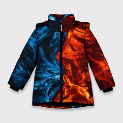 Куртка зимняя для девочки Огонь и вода, цвет: 3D-черный