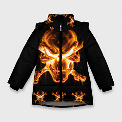 Куртка зимняя для девочки Черепа, цвет: 3D-светло-серый