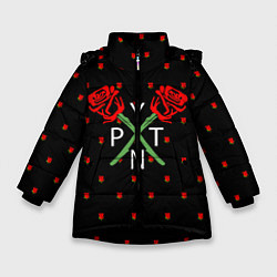 Куртка зимняя для девочки Payton Moormeier: Roses, цвет: 3D-черный