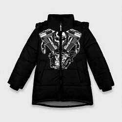 Куртка зимняя для девочки Движковый череп, цвет: 3D-светло-серый