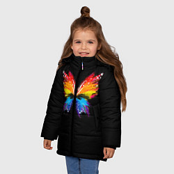 Куртка зимняя для девочки Бабочка, цвет: 3D-черный — фото 2