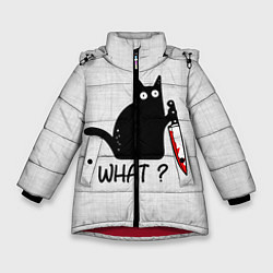 Куртка зимняя для девочки What cat, цвет: 3D-красный