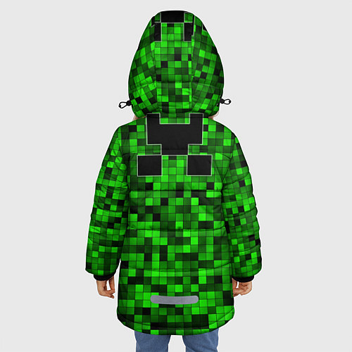 Зимняя куртка для девочки MINECRAFT CREEPER КАПЮШОН / 3D-Светло-серый – фото 4