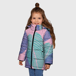 Куртка зимняя для девочки Арт листья, цвет: 3D-черный — фото 2