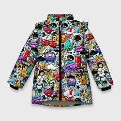Куртка зимняя для девочки Stickerboom, цвет: 3D-светло-серый