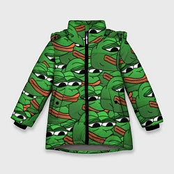 Куртка зимняя для девочки Pepe The Frog, цвет: 3D-светло-серый