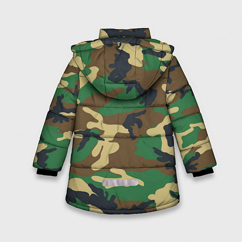 Зимняя куртка для девочки Камуфляж Войска связи / 3D-Черный – фото 2