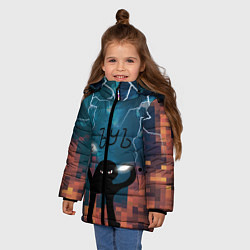 Куртка зимняя для девочки ЪУЪ Молнии, цвет: 3D-черный — фото 2