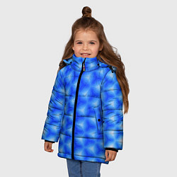 Куртка зимняя для девочки Синие соты, цвет: 3D-черный — фото 2