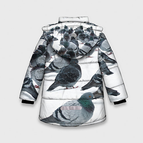Зимняя куртка для девочки Голуби / 3D-Черный – фото 2