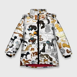 Куртка зимняя для девочки Котоколлаж 03, цвет: 3D-красный