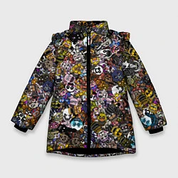 Куртка зимняя для девочки FNaF стикербомбинг, цвет: 3D-черный
