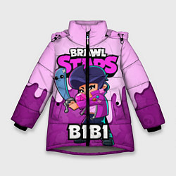 Куртка зимняя для девочки BRAWL STARS BIBI, цвет: 3D-светло-серый
