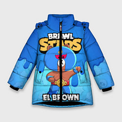 Куртка зимняя для девочки BRAWL STARS EL BROWN, цвет: 3D-черный