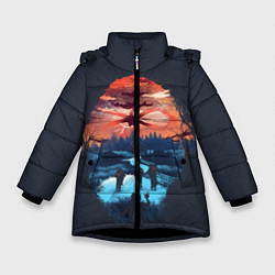 Куртка зимняя для девочки Очень Странные Дела, цвет: 3D-черный