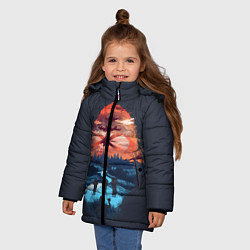 Куртка зимняя для девочки Очень Странные Дела, цвет: 3D-черный — фото 2